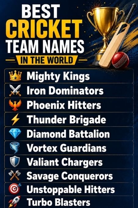 Best Cricket Team Names In The World