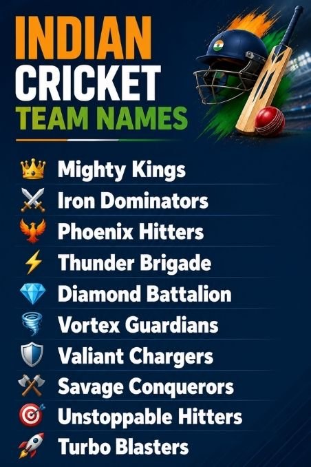 Indian Cricket Team Names