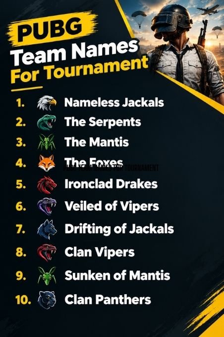 PUBG Team Names For Tournament